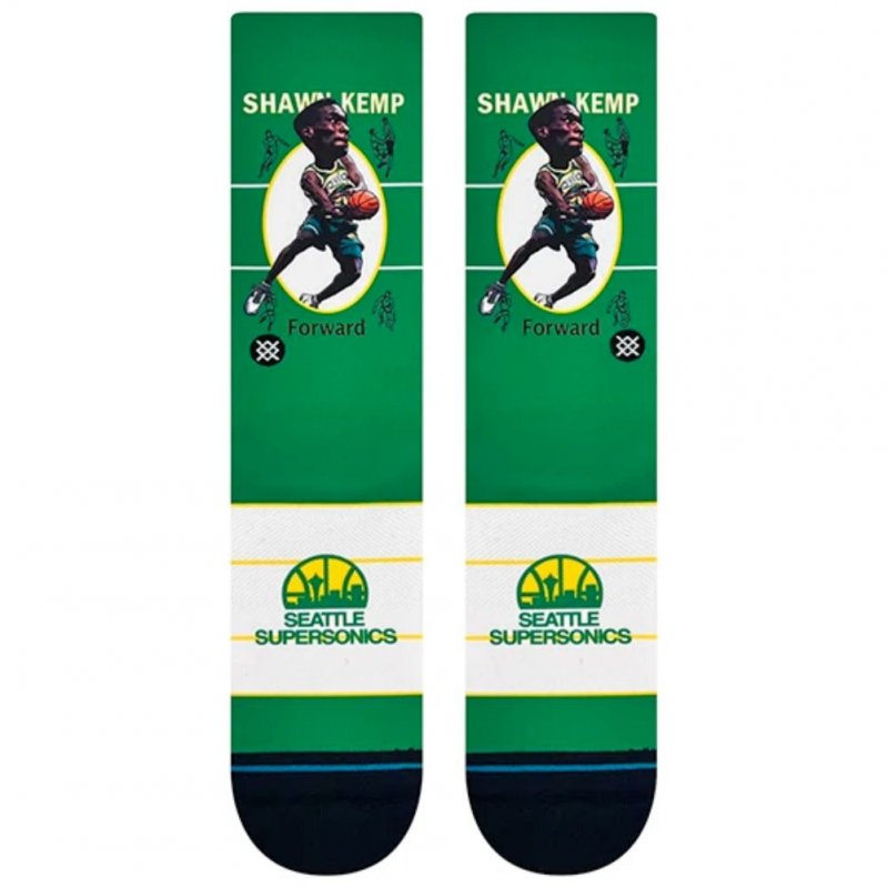 STANCE Chaussettes Homme Coton RETRO BIGHEAD KEMP Vert Blanc NBA