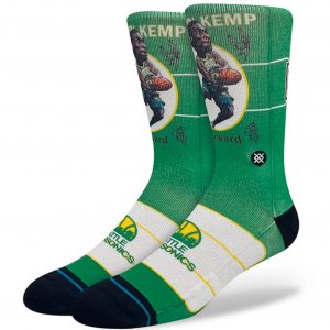 STANCE Chaussettes Homme Coton RETRO BIGHEAD KEMP Vert Blanc NBA