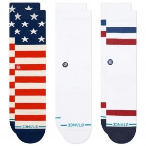 STANCE Lot de 3 paires de Chaussettes Homme Coton AMERICANA 3 PACK Blanc Bleu Rouge