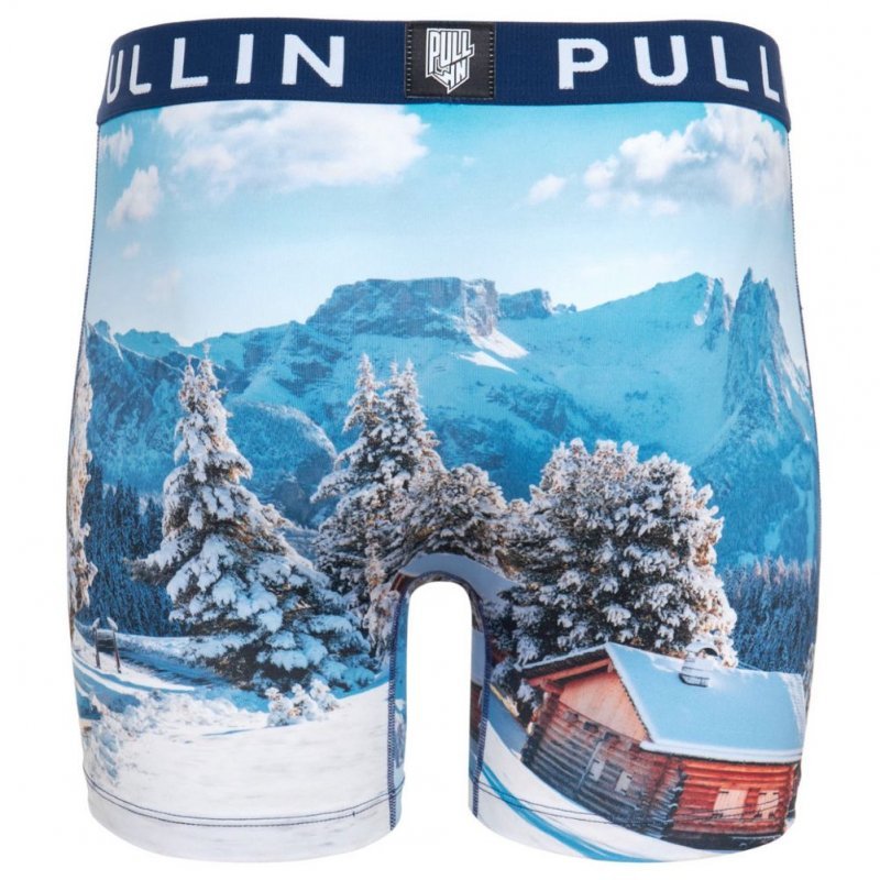 PULL IN Boxer Long Homme Microfibre CRANS Bleu Blanc