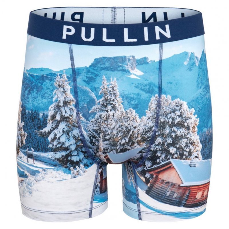 PULL IN Boxer Long Homme Microfibre CRANS Bleu Blanc