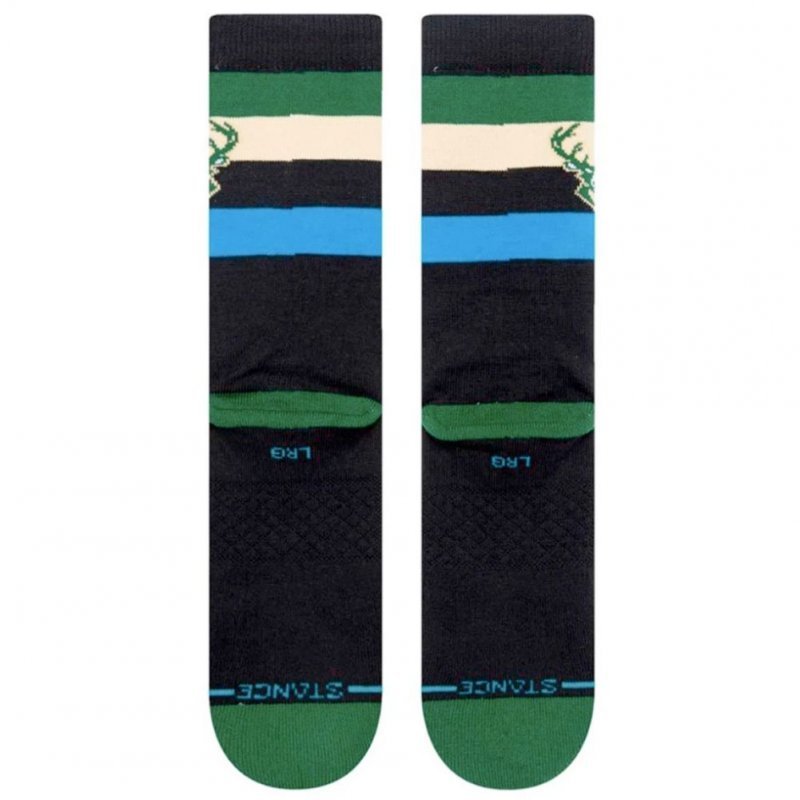 STANCE Chaussettes Homme Coton BUCKS ST CREW Noir Vert NBA