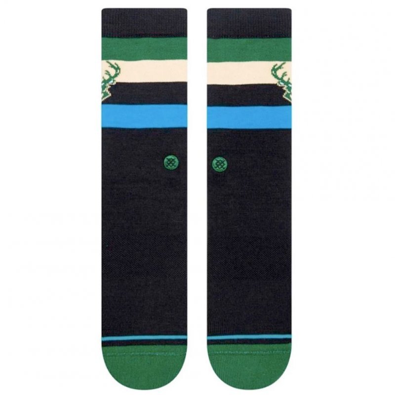 STANCE Chaussettes Homme Coton BUCKS ST CREW Noir Vert NBA