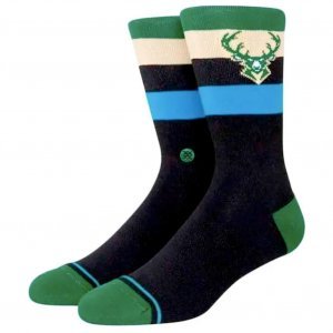 STANCE Chaussettes Homme Coton BUCKS ST CREW Noir Vert NBA