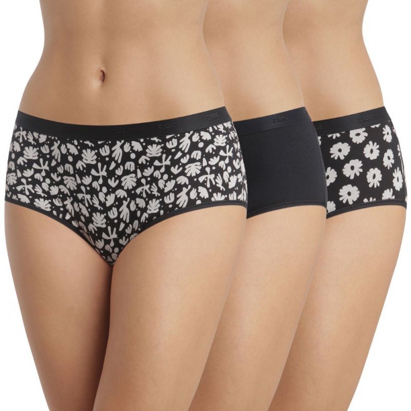 DIM Lot de 3 Boxers Femme Coton POCKETS STRETCH Black Bold