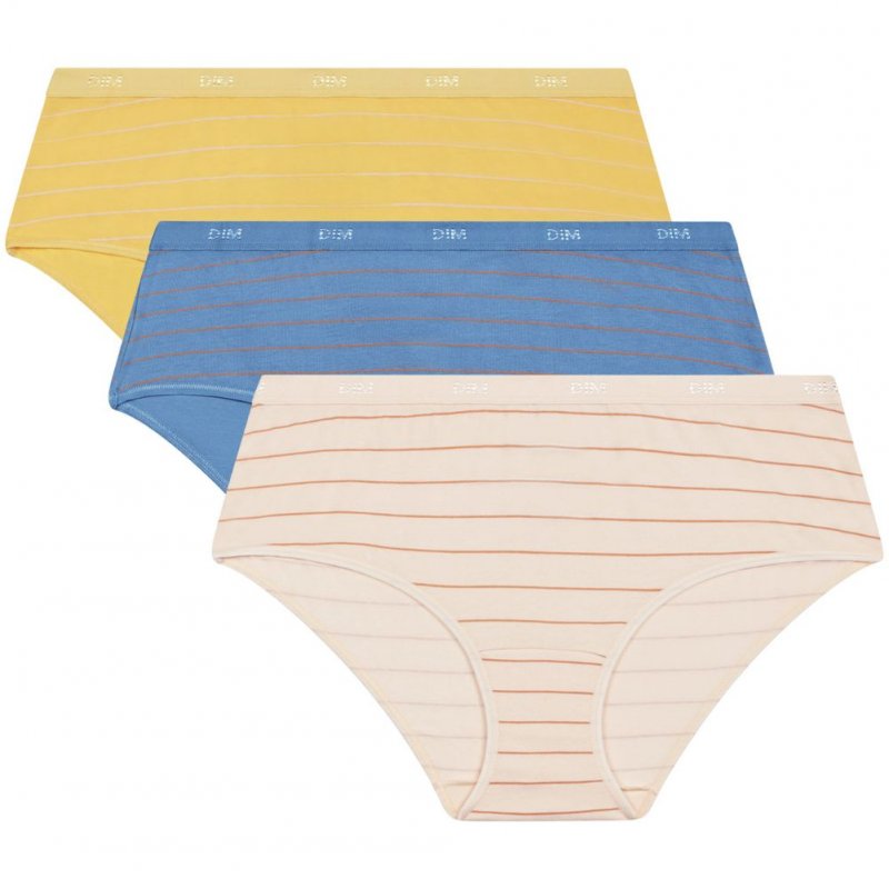 DIM Lot de 3 Boxers Femme Coton POCKETS STRETCH Stripy