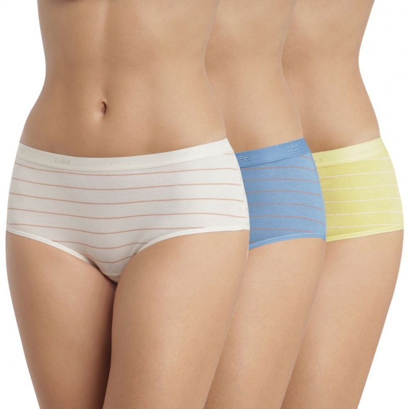 DIM Lot de 3 Boxers Femme Coton POCKETS STRETCH Stripy