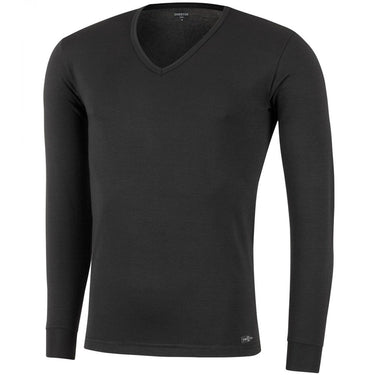 T-shirt manches longues col en V Homme THERMO Noir et Uni