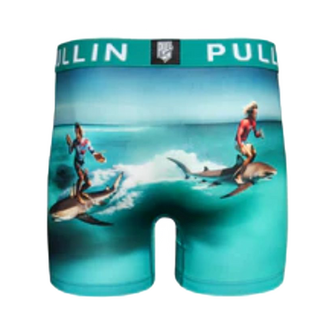 Boxer homme Polyester Turquoise/Gris/Blanc/Rouge Imprimé - Pull In