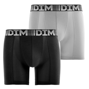 LOT DE 2 Boxer long Sous-vêtements Homme 3D FLEX AIR Noir et Gris
