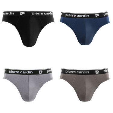 Lot de 4 Slips homme Coton Noir Uni - Pierre Cardin