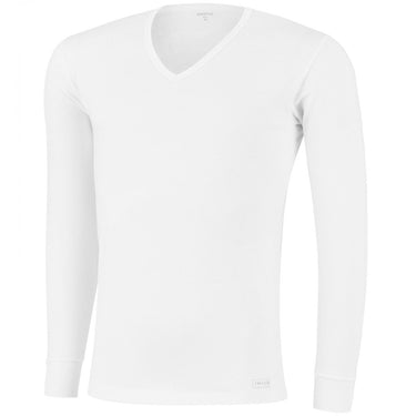 T-shirt manches longues col en V Homme THERMO Blanc et Uni