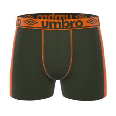 Lot de 3 Boxers homme Polyamide Kaki/Orange/Noir/Beu foncé/Jaune/Gris Uni - Umbro