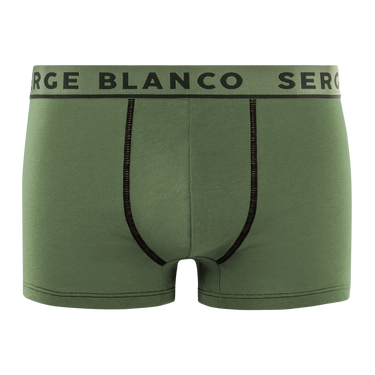 Lot de 6 Boxers homme Coton Kaki/Noir Uni - Serge Blanco