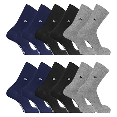 Lot de 6 Paires de Chaussettes homme Ville Mode Noir/Gris/Bleu Marine Uni - Pierre Cardin