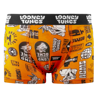 Lot de 4 Boxers Enfnat Coton Confort, Respirant, Stretch Bugs Bunny, Taz, Daffy Duck Imprimé Orange/Blanc/Jaune/Noir Imprimé - L