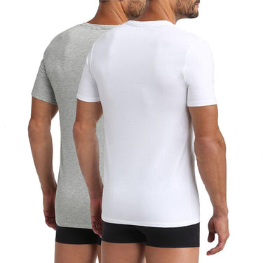 LOT DE 2 T-shirt manches courtes col en V Vêtements Homme GREEN Blanc et Gris