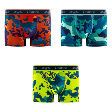 Lot de 3 Boxers homme Polyester Rouge/Jaune/Bleu/Noir Imprimé - Umbro