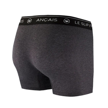 Boxer homme Coton Gris foncé chiné/Noir/Blanc Uni - Le Slip Francais