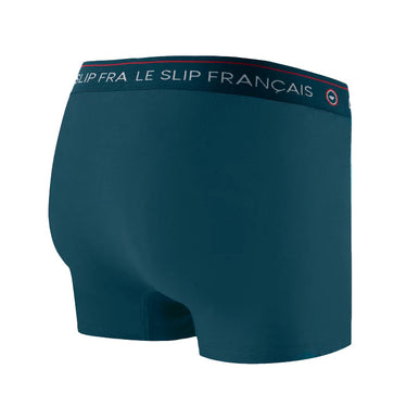 Boxer homme Coton Bleu pétrole/Rouge/Blanc Uni - Le Slip Francais