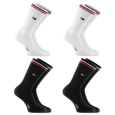 Lot de 4 Paires de Chaussettes Tennis homme Noir/Blanc - Tommy Hilfiger
