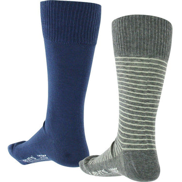 LOT DE 2 Chaussettes Chaussettes Homme VINTAGE STRIPE Gris et Bleu