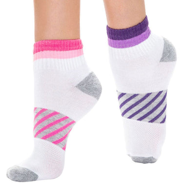 LOT DE 2 Socquettes Chaussettes Femme QUARTER XTEMP Blanc et Rose