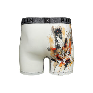 Boxer homme Polyester Gris/Noir/Orange/Blanc/Beige Imprimé - Pull In