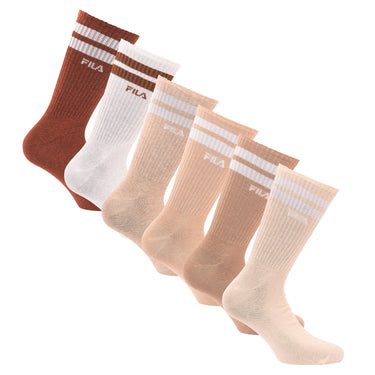 Lot de 6 Paires de Chaussettes homme Tennis Sportif Beige/Beige chiné/Jaune/Marron clair/Marron/Blanc - Fila