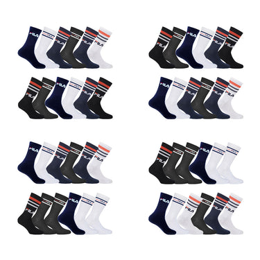 Lot de 12 Paires de Chaussettes homme Tennis Sportif Noir Uni - Fila