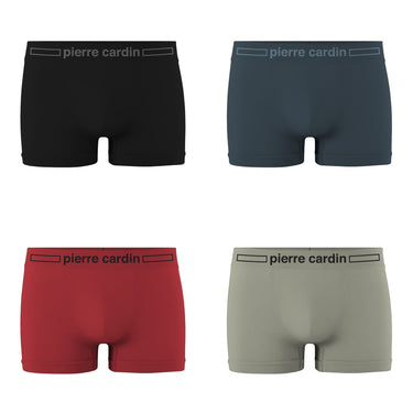 Lot de 4 Boxers homme Polyester Noir/Bleu pétrole/Rouge/BEige Uni - Pierrecardin